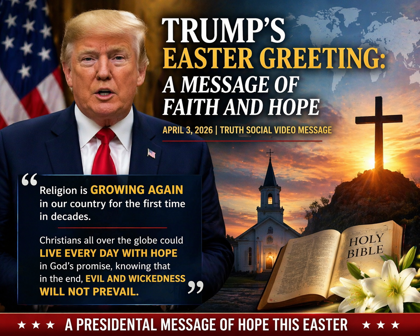 Trump’s Easter Message Highlights Faith, Hope and a Claim of Religious Revival in America